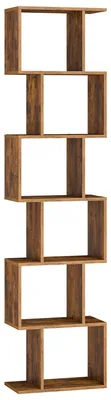 Obrázek produktu pro Knihovna – Volně stojící regál – 6 polic – 24 × 40 × 191 cm – Vhodné do obývacího pokoje/kanceláře – K sestavení – Hnědá barva