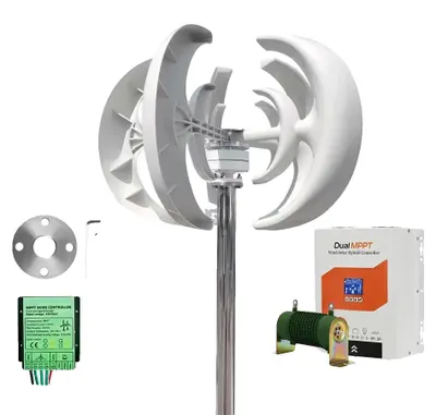 Zdjęcie produktu dla Turbina wiatrowa, pionowa oś, cicha praca, podwójna kontrola MPPT, moc 3000W, napięcie 24V