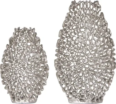 Immagine prodotto di Vaso astratto Leaf, set di 2 vasi in argento 43189