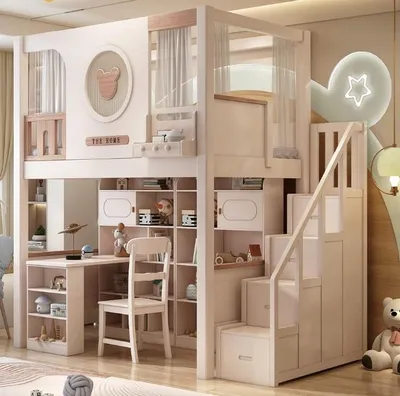 Immagine prodotto di Letto per bambini Letto per ragazzi Letto a castello Letto a soppalco Letto a castello in legno bianco con scrivania