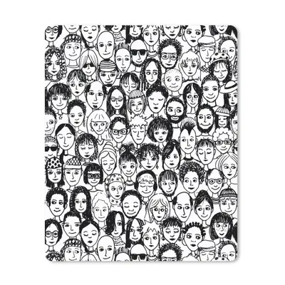 Produktbild von MuchoWow® Mauspad Mousepad Muster - Gesicht - Schwarz und Weiß 30x40 cm - Mousepads - Maus Mat - Pad - Mausunterlage - Mausmatten