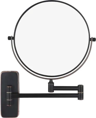 Productafbeelding van Make-upspiegel wandmontage - Vergrotingsspiegel voor badkamer zwart brons - 10x vergroting - 360° draaiverlenging