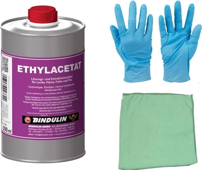 Produktbild von Ethylacetat flüchtiges Reinigungsmittel 500 ml rein inkl. 1 elastisches Microfasertuch von E-Com24