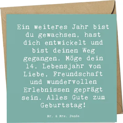 Produktbild von Mr. & Mrs. Panda Grußkarte Spruch 14. Geburtstag - Meeresbrise - Geschenk, Meilenstein, Geburtstagsgeschenk, Happy Birthday, Wünsche, Geburtstagskarte, Feiern, Klappkarte