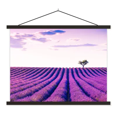 Produktbild von MuchoWow® Textilposter Lavendel - Bäume - Lila - Blumen 150x113 cm mit schwarzem Rahmen - Wohnzimmer
