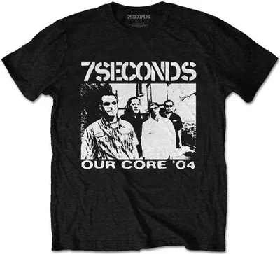Imagen del producto de Camiseta negra "7 Seconds" con el logo en la parte delantera y trasera, talla L