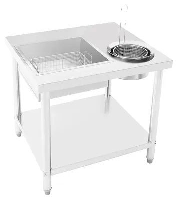 Produktbild von Frittierte Hähnchenzubereitungstabelle, Edelstahlkonstruktion, leicht zusammenzubauen, Silber