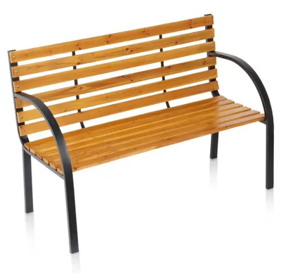 Image de Banc de jardin en bois et métal, 122 x 51 x 83,5 cm