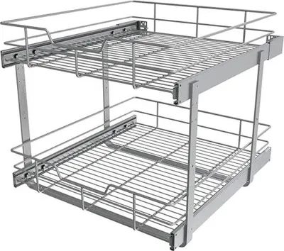 Produktbild von Famanu Drahtkorb 2-lagig mit ausziehbarem Regal für Küchenschränke - 24" x 24"