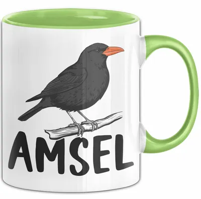 Immagine prodotto di Tazza con merlo - Regalo per appassionati di birdwatching, ornitologi e biologi (verde)