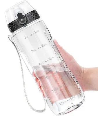 Productafbeelding van Sportwaterfles 750ml met Rietje en Tijdmarkeringen
