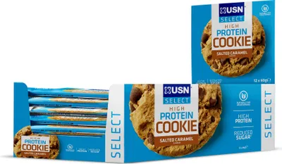 Produktbild von USN Select Cookie (12x60g) Salted Caramel - Funktionelle Lebensmittel - Eiweiß-Snacks