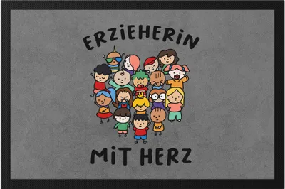 Produktbild von Erzieherin mit Herz Fußmatte  Geschenk Erzieherin Tagesmutter Kindergarten