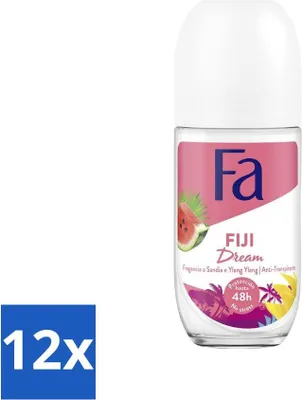 Produktbild von Fa - Deodorant Roller - Fiji Dream - Wassermelone & Ylang Ylang - 48 Stunden Schutz - 50 ml - Vorteilspack - 12 Stücke