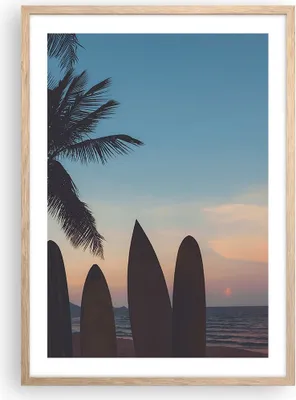 Produktbild von Gerahmtes Poster - Rahmen in heller Eiche - Strand Meer Palme - 50x70 cm - Wand Bild - Wanddeko - Wandbilder - Wandposter - Bilderrahmen - Bilder - Kunstdruck - Wandbild - P2NPA50x70-4080