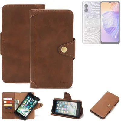 Produktbild von K-S-Trade Handyhülle kompatibel mit Doogee N50 Schutz Hülle Walletcase Bookstyle Tasche Case Handytasche Wallet Flipcase Cover PolyurethanBraun (1x)