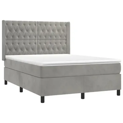 Produktbild von vidaXL Boxspringbett mit Matratze Hellgrau 140x200 cm Samt