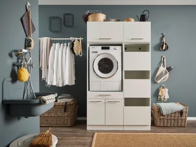 Produktbild von Waschmaschinenumbauschrank >LAUNDREEZY< in weiß - 117,5x200x67,5 (BxHxT)