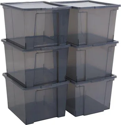 Produktbild von Famanu Aufbewahrungsboxen Set 6 Stück 30 L stapelbar - Grau