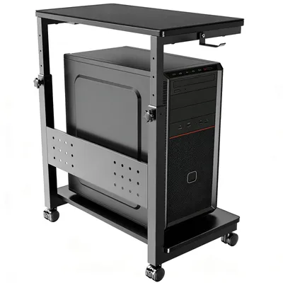 Immagine prodotto di Supporto per computer a torre, colore nero, regolabile in altezza da 50,5 a 80,5 cm