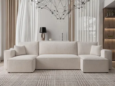 A modern U-shaped sofa in a living room setting.