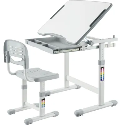 Obrázok produktu pre MOZOS DC-SET-GREY, nastaviteľný detský písací stôl so stoličkou, sivá farba
