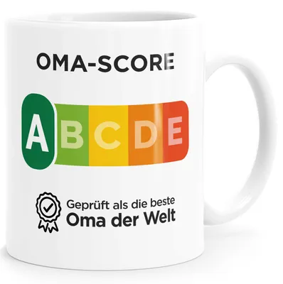 Produktbild von Kaffee-Tasse Geschenk Oma/Opa Score als die/der beste Oma/Opa der Welt Spruch Lustig Moonworks® Oma weiß standard