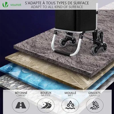 Immagine prodotto di Carrello per la spesa Famanu con scaletta per scale, impermeabile, capacità 45L, colore nero