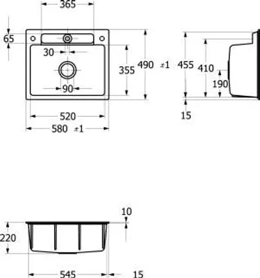 Produktbild von Villeroy & Boch 33460FKR SP Siluet 60 S flat 600x510mm IB