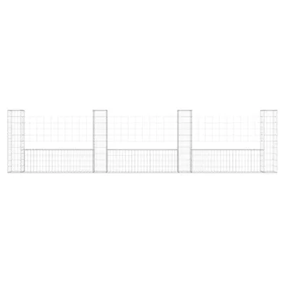 Obrázek produktu pro vidaXL Gabionový koš ve tvaru U se 4 sloupky Železo 380x20x100 cm