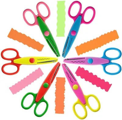 Produktbild von 6 Stück Bastelschere-Set, DIY-Zickzackschere, Kinderschere, Bastelschere für die Grundschule, geeignet für Bastelarbeiten, Scrapbooking und Kinderdesigns