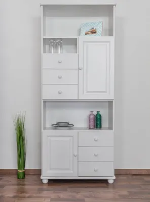 Produktbild von Bücherregal - 80 cm breit, Kiefer Holz-Massiv, Farbe: Weiß