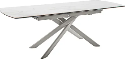 Produktbild von Kulissen-Esstisch >VANINO< ausziehbar 230cm, weiß marmoriert, Keramik - 180/230x76x90cm (BxHxT)