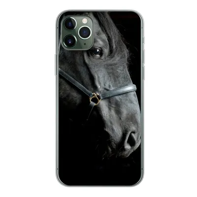 Produktbild von MuchoWow® Handyhülle Schutzhülle Hülle für iPhone 11 Pro Max Pferd - Leicht - Schwarz Silikon Softcase Handy Hülle - Schutz