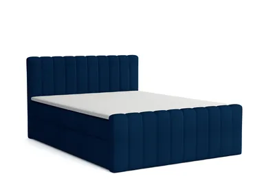 Produktbild von MR GROUP Boxspringbett mit Bettkasten ASTI, 160x200, dunkelblau, H3, Samtstoff, Polsterbett mit Matratze und Topper Doppelbett Bett für Schlafzimmer
