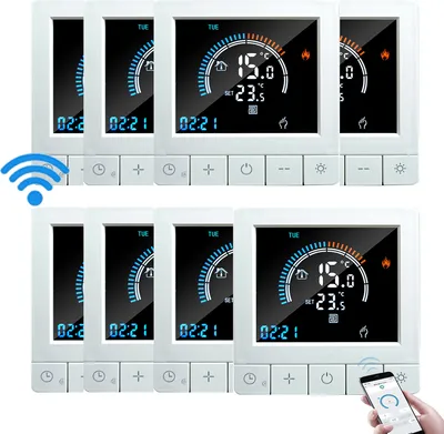 Produktbild von 8X Programmierbarer digitaler Thermostat mit Kindersicherung, WiFi LCD Raumthermostat NTC-Sensor, 16A Elektroheizung, warmer Boden, Unterputz Fußbodenheizung, Wandthermostat Innenthermometer, Weiß