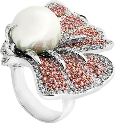 Produktbild von Sarah Kern Ring Leukothoe Heat mit Perle und Blütenblätter-Design, Größe 16