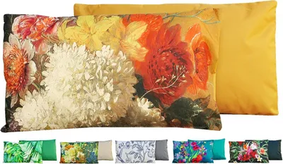 Produktbild von JACK Outdoor Lounge Kissen 30x50cm Motiv Dekokissen inkl. Füllung Wasserfest Sitzkissen Garten Stuhl, Farbe:Wildblumen