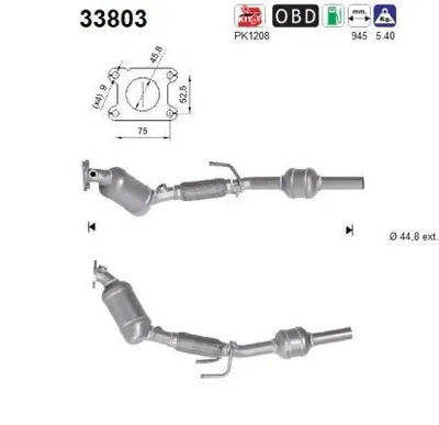 Produktbild von AS Katalysator Kat für VW POLO (AW1, BZ1) Euro 6 33803