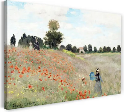 Produktbild von Leinwandbild (60x40cm): Claude Monet - Mohnfeld, echter Holz-Keilrahmen inkl. Aufhänger, handgefertigt in Deutschland