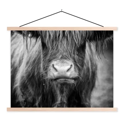 Produktbild von MuchoWow® Textilposter Schottischer Highlander - Haare - Tiere 40x30 cm mit holzfarbenen Rahmen - Bilder