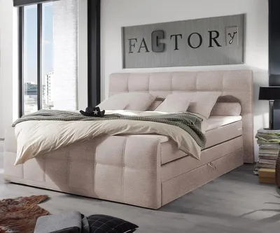 Produktbild von Bett Amarillo Beige 180x200 Matratze Topper Federkern Bettkasten Boxspringbett
