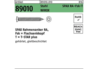 Produktbild von Rahmenanker R 89010 SEKO T-STAR plus 7,5x120-T30 galv.verz. WIROX 100St. SPAX