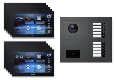 Produktbild von Goliath Premium IP GL-IPH1010A.2 Video-Türsprechanlage, 10 Familien, 10× 10 Zoll Schwarz, Anthrazit, Unterputz