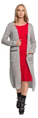 Produktbild von Damen Strickjacke Jacke Lang; Grau/S/M/L
