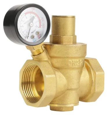 Produktbild von Wasserdruckregler - Einstellbarer Druckregler - 1-1/4 Zoll - Messing - Für Trinkwassergeräte - 1,6 MPa - Mit Manometer