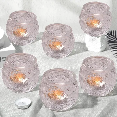 6er-Set Glas-Teelichthalter, klar, 5,5 cm, Votivkerzenhalter