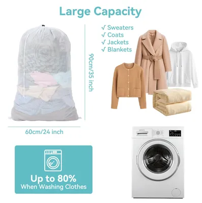 Produktbild von OTraki Wäschesack mit Kordelzug, Wäschesack für schmutzige Kleidung, Reisen, Netztaschen, für Wäsche, Organizer für Schule, Schlafzimmer, Apartmentbew