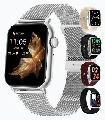 Produktbild von Siltcon Seréa Smartwatch Damen mit Telefonfunktion – 1,83 Zoll AMOLED, 100+ Sportmodi und Schlaftracking – 5 Armbänder – Silber