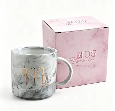 Produktbild von Keramik-Kaffeetasse 350 ml mit Henkel – Grau Geschenk für Freunde & Familie
